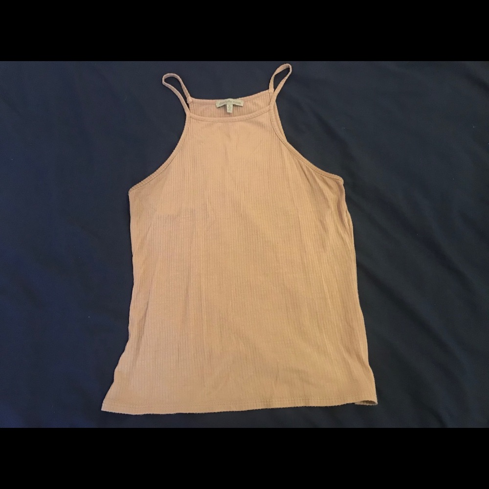 Fitted Ribbed High-Neck Tank Top